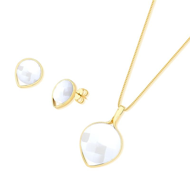 CONJUNTO FOLHEADO A OURO