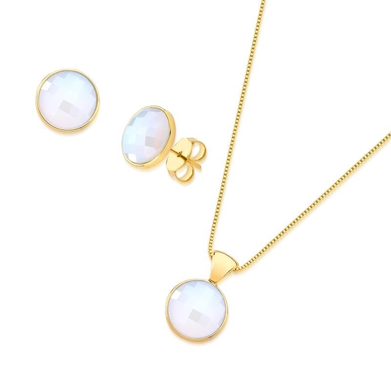 CONJUNTO FOLHEADO A OURO
