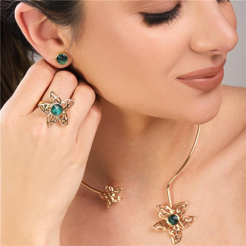 CONJUNTO FOLHEADO A OURO