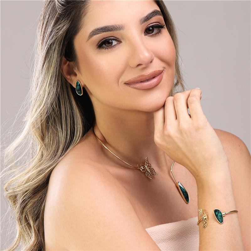 CONJUNTO FOLHEADO A OURO