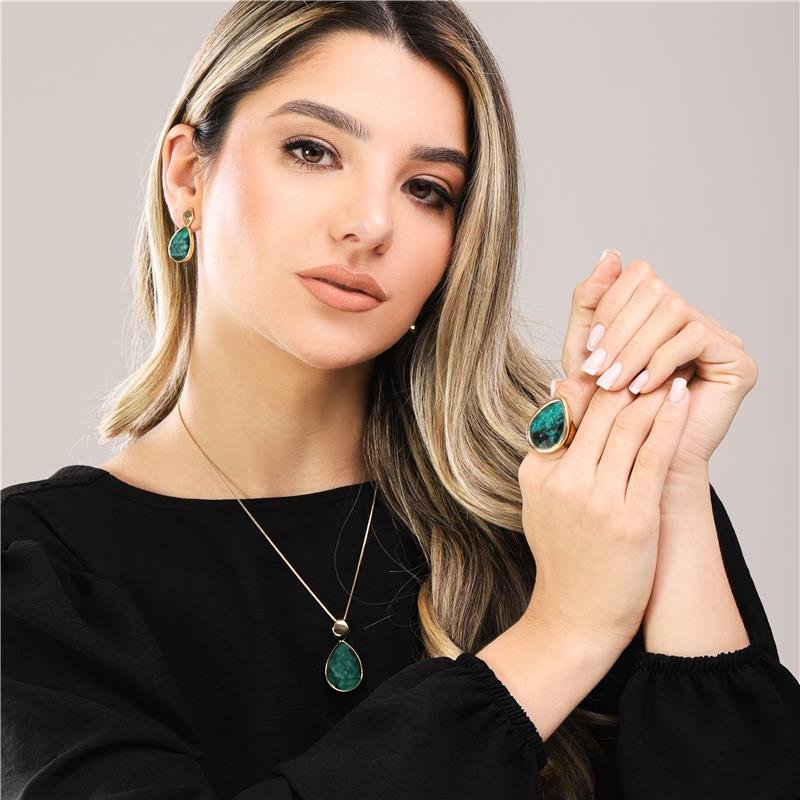 CONJUNTO FOLHEADO A OURO