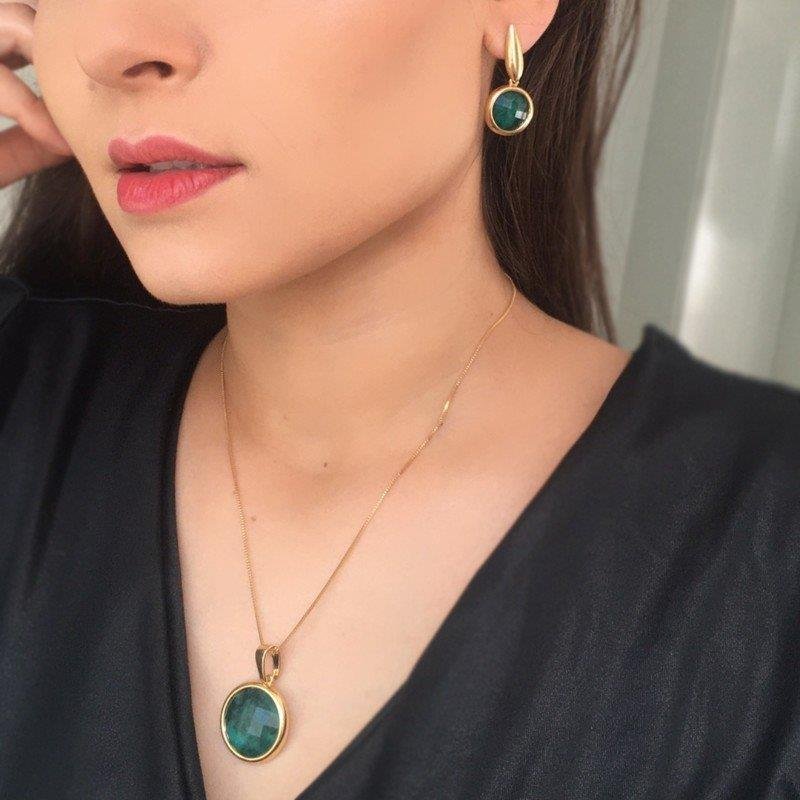 CONJUNTO FOLHEADO A OURO