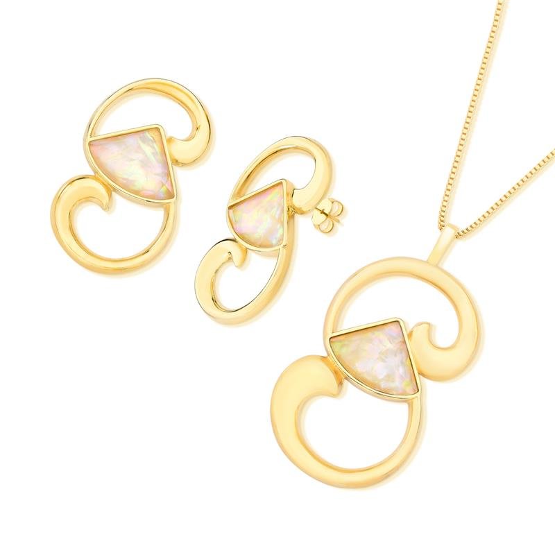 CONJUNTO FOLHEADO A OURO