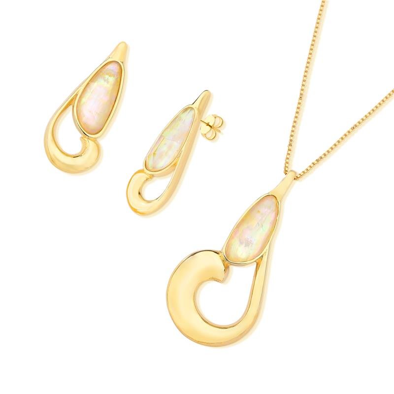 CONJUNTO FOLHEADO A OURO