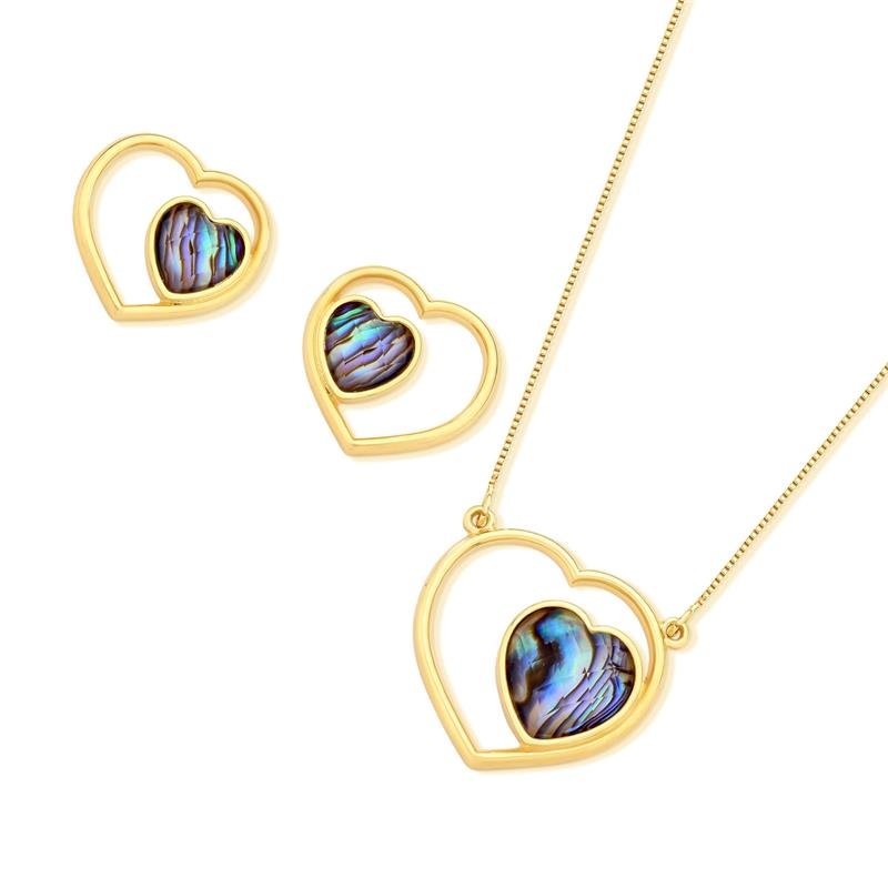 CONJUNTO FOLHEADO A OURO