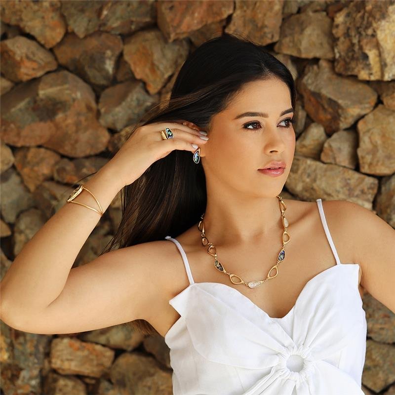 CONJUNTO FOLHEADO A OURO