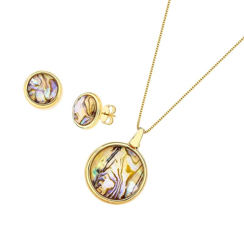 CONJUNTO FOLHEADO A OURO