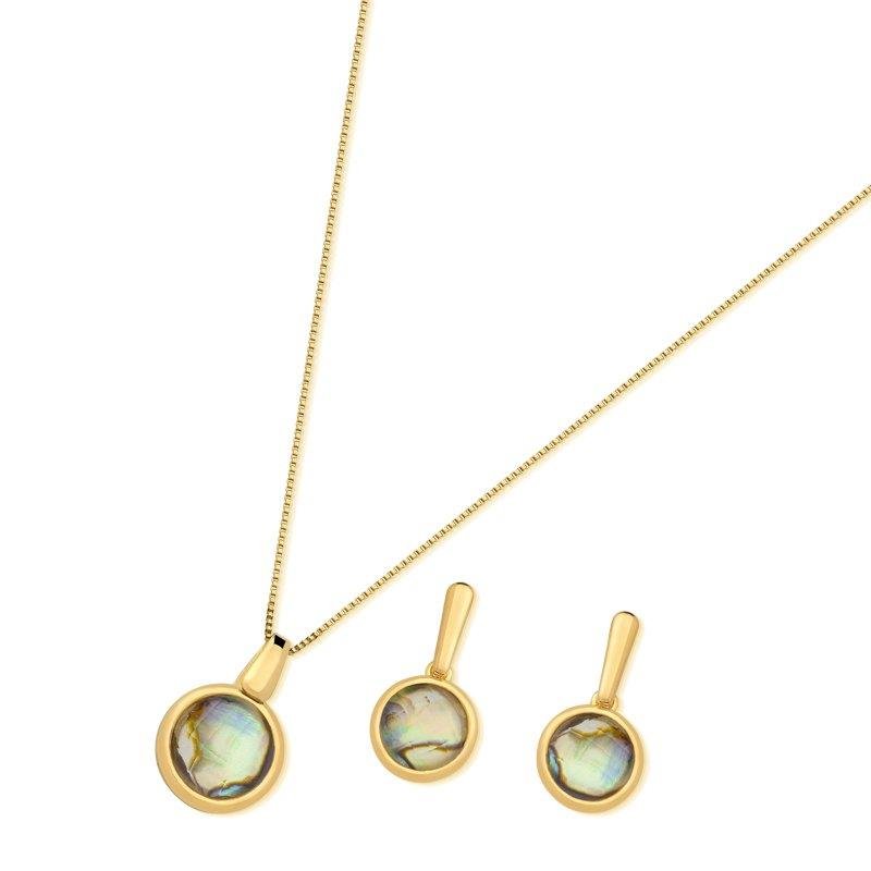 CONJUNTO FOLHEADO A OURO