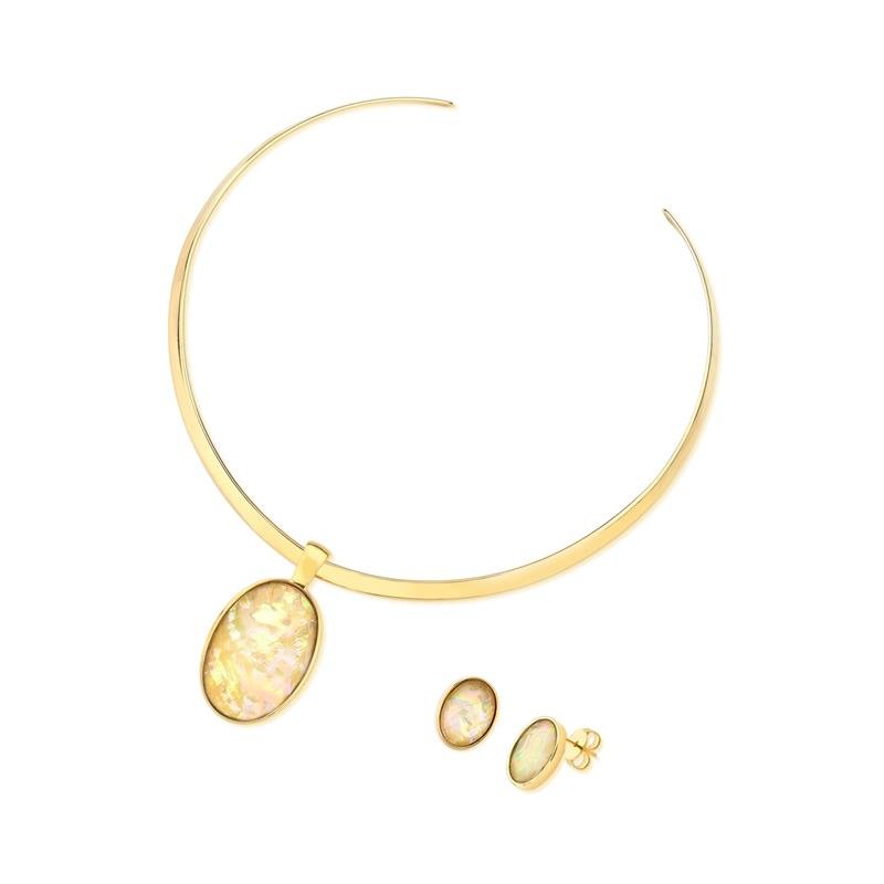 CONJUNTO FOLHEADO A OURO