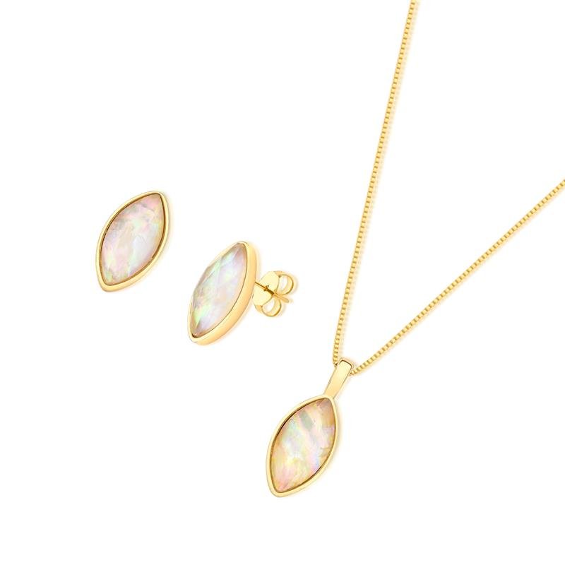 CONJUNTO FOLHEADO A OURO