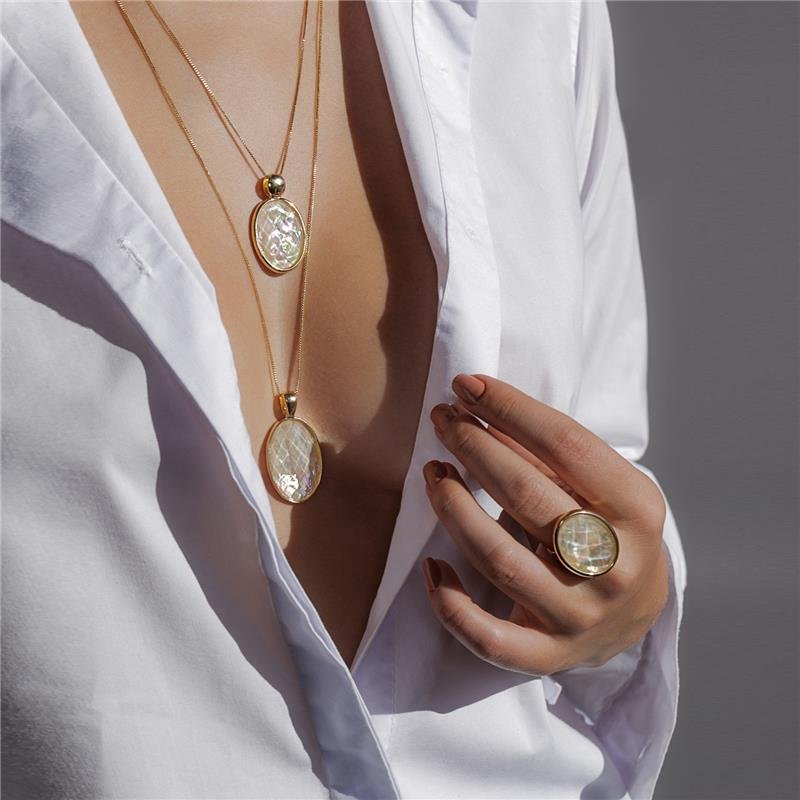 CONJUNTO FOLHEADO A OURO