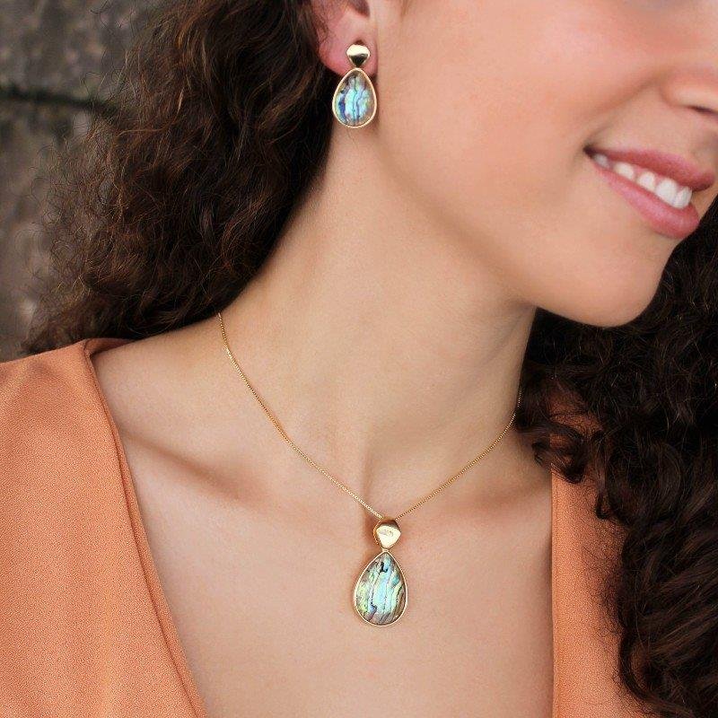 CONJUNTO FOLHEADO A OURO