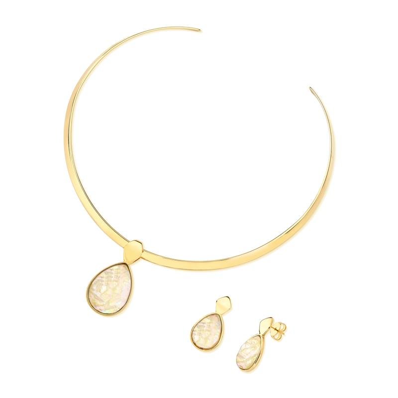 CONJUNTO FOLHEADO A OURO
