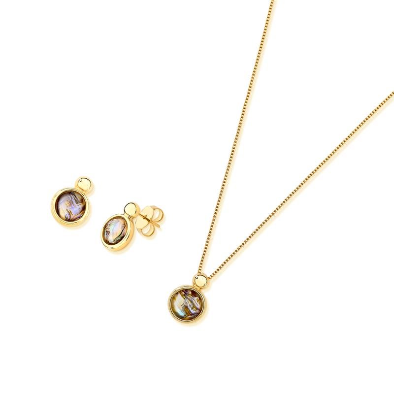 CONJUNTO FOLHEADO A OURO