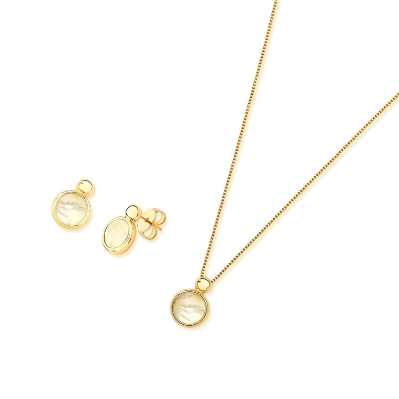 CONJUNTO FOLHEADO A OURO