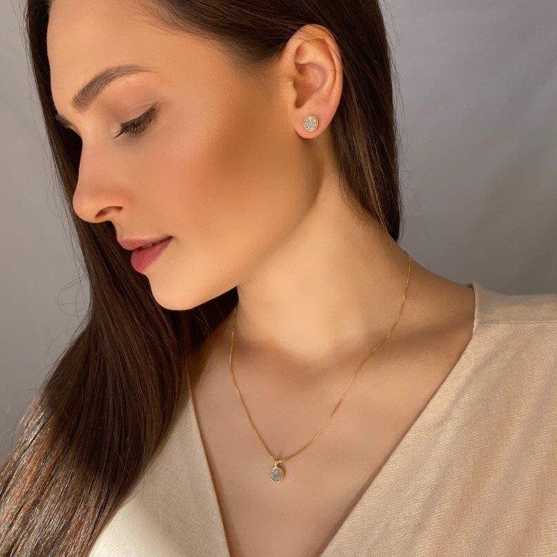 CONJUNTO FOLHEADO A OURO