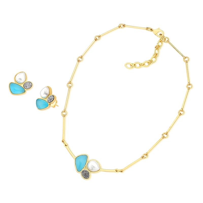 CONJUNTO FOLHEADO A OURO