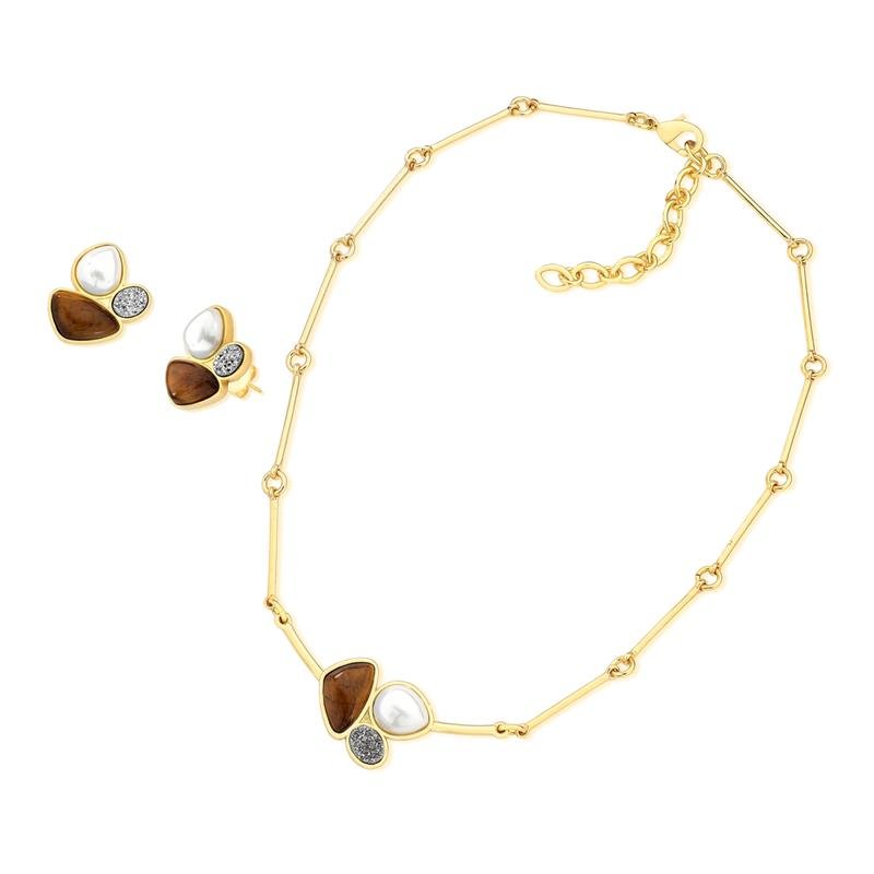 CONJUNTO FOLHEADO A OURO