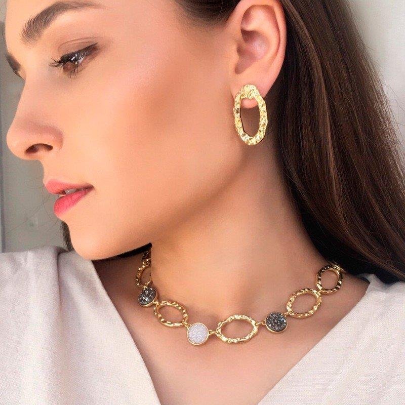 CONJUNTO FOLHEADO A OURO