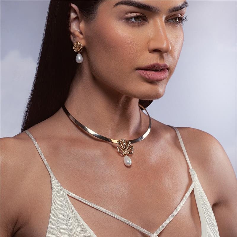 CONJUNTO FOLHEADO A OURO