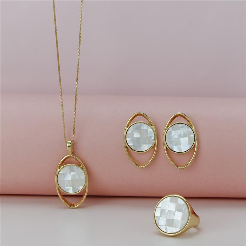 CONJUNTO FOLHEADO A OURO