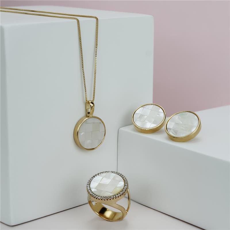 CONJUNTO FOLHEADO A OURO