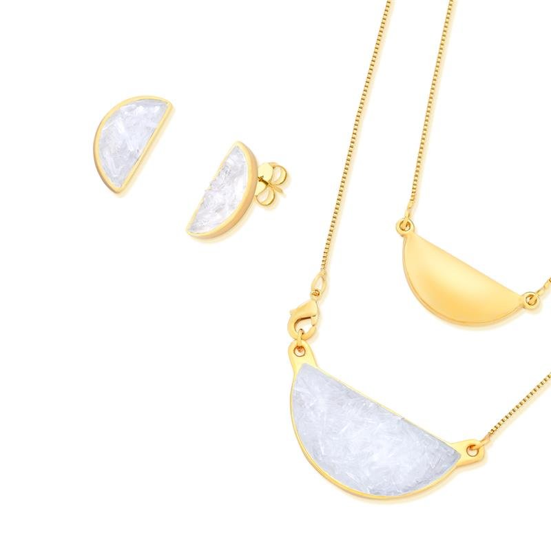 CONJUNTO FOLHEADO A OURO