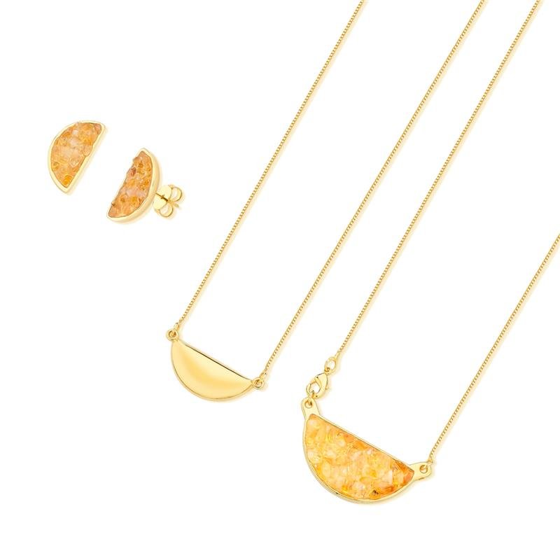 CONJUNTO FOLHEADO A OURO