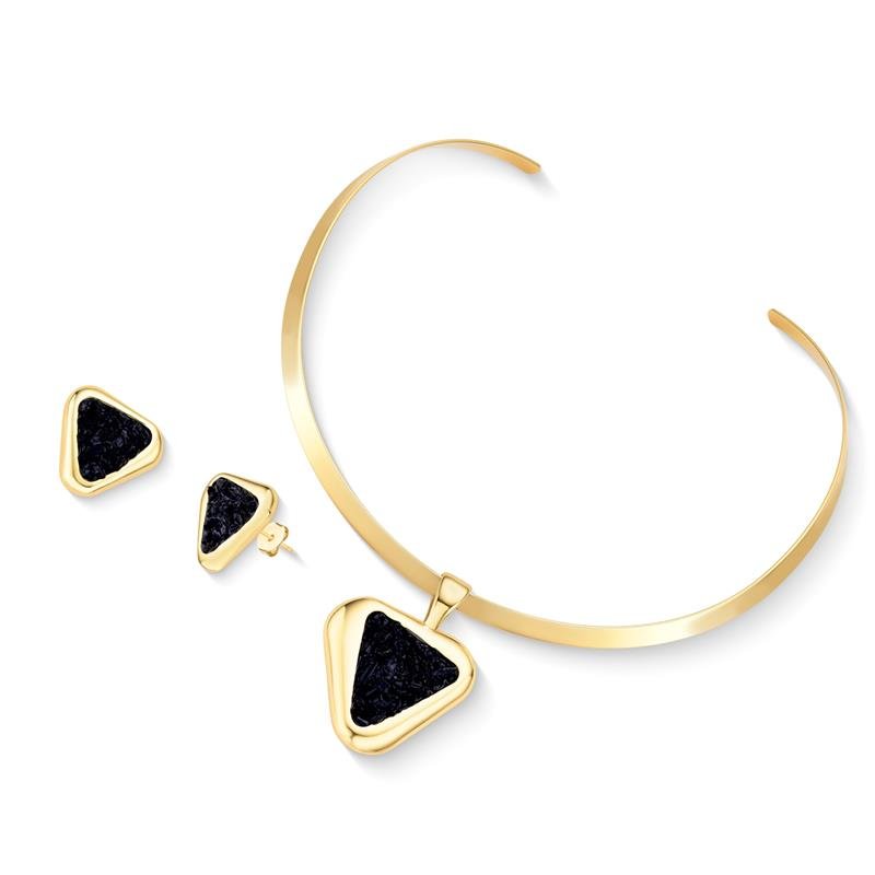 CONJUNTO FOLHEADO A OURO