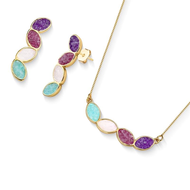 CONJUNTO FOLHEADO A OURO