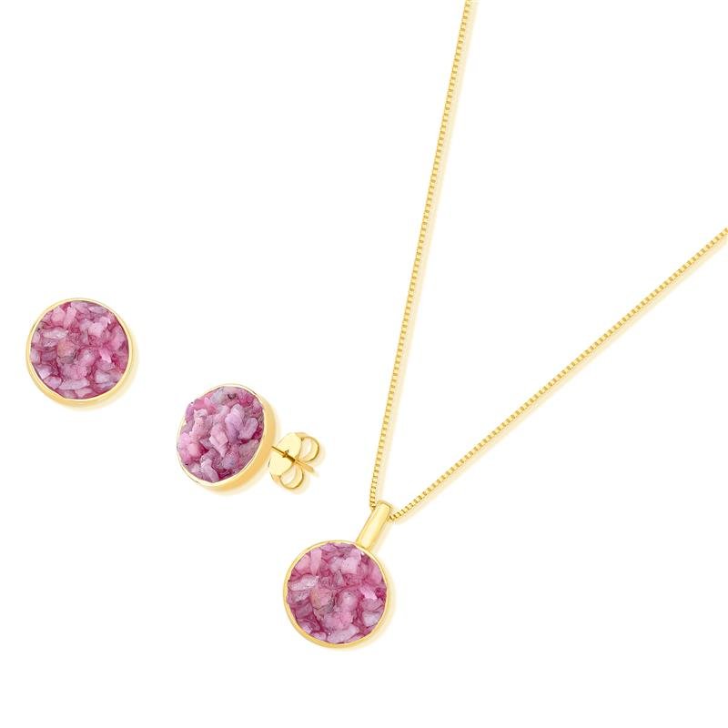 CONJUNTO FOLHEADO A OURO