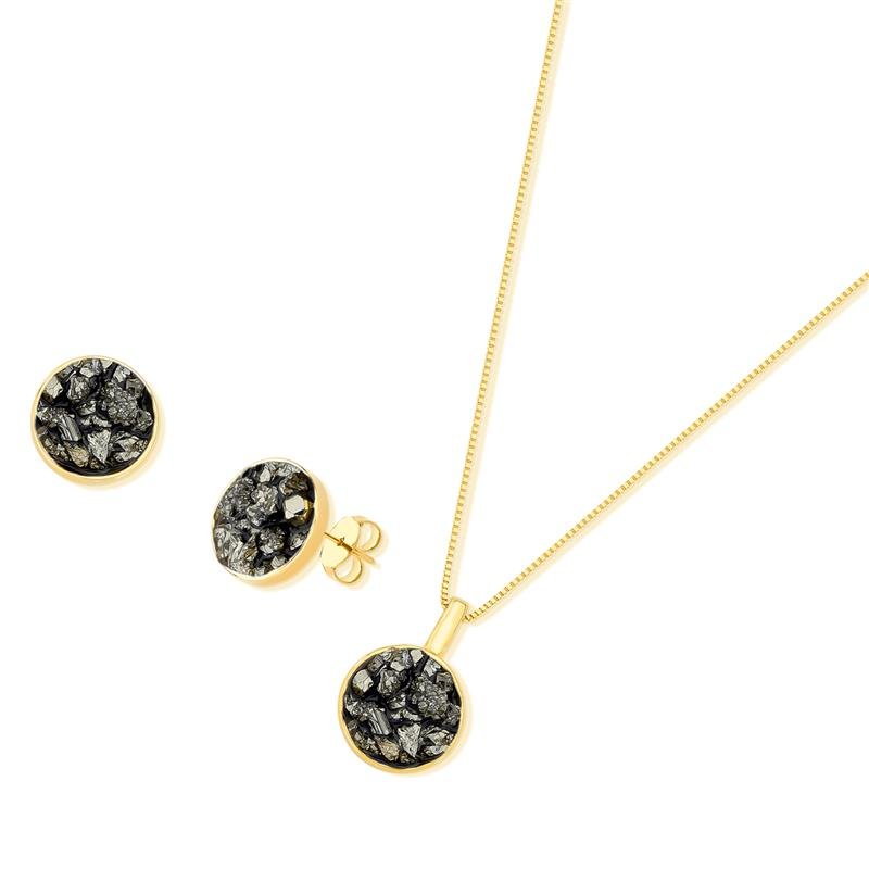 CONJUNTO FOLHEADO A OURO