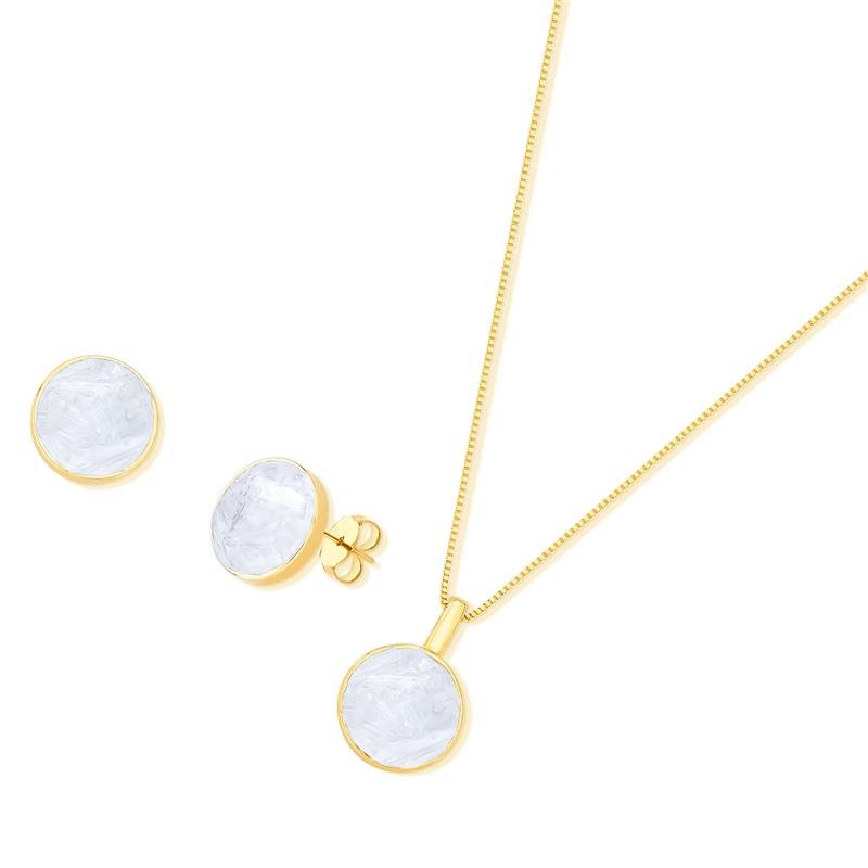 CONJUNTO FOLHEADO A OURO