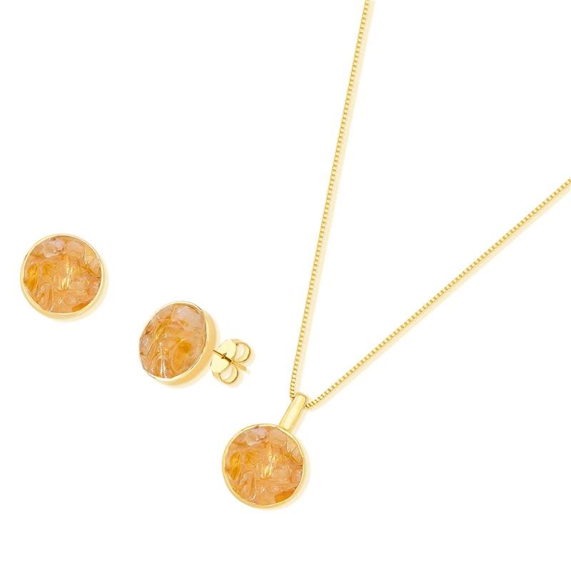 CONJUNTO FOLHEADO A OURO