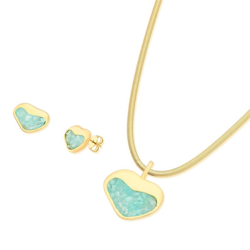 CONJUNTO FOLHEADO A OURO