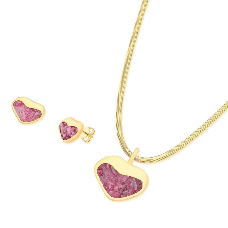 CONJUNTO FOLHEADO A OURO