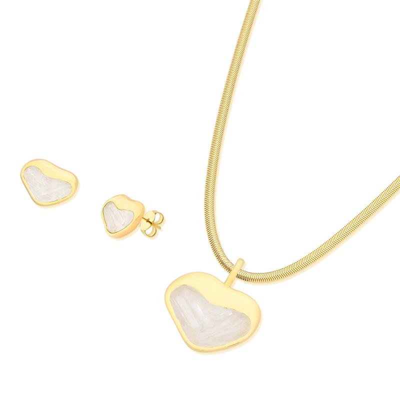 CONJUNTO FOLHEADO A OURO