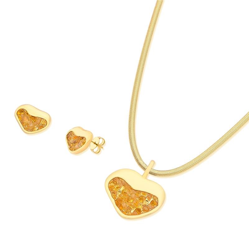 CONJUNTO FOLHEADO A OURO