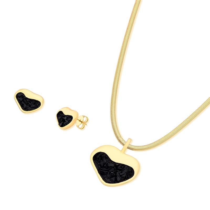 CONJUNTO FOLHEADO A OURO
