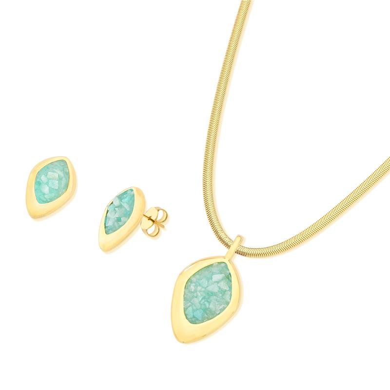 CONJUNTO FOLHEADO A OURO
