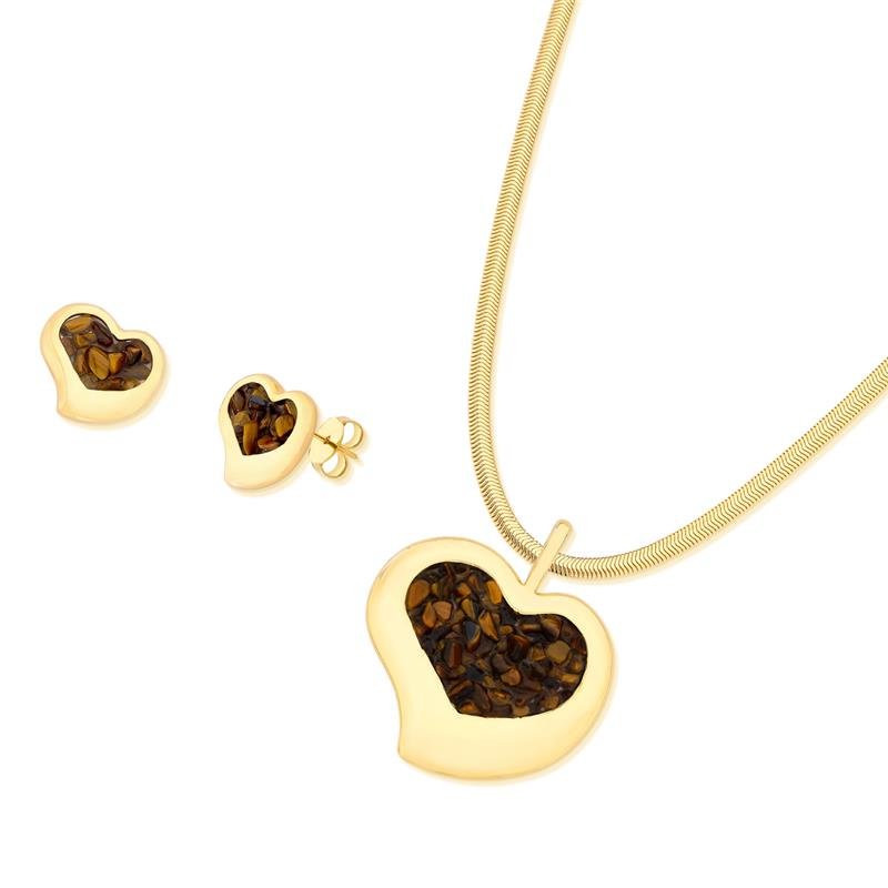 CONJUNTO FOLHEADO A OURO