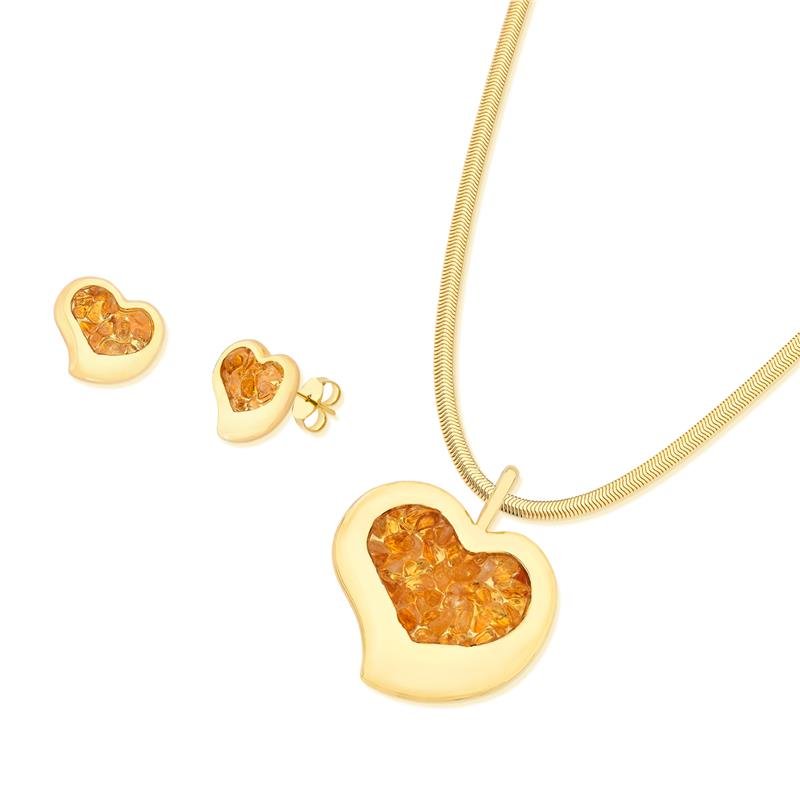 CONJUNTO FOLHEADO A OURO