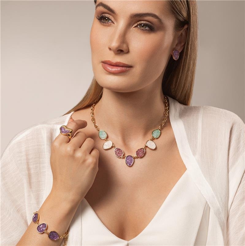 CONJUNTO FOLHEADO A OURO