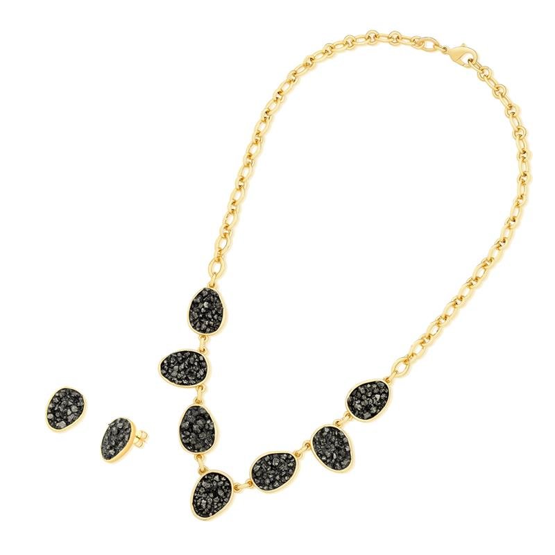 CONJUNTO FOLHEADO A OURO