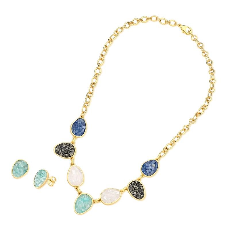 CONJUNTO FOLHEADO A OURO