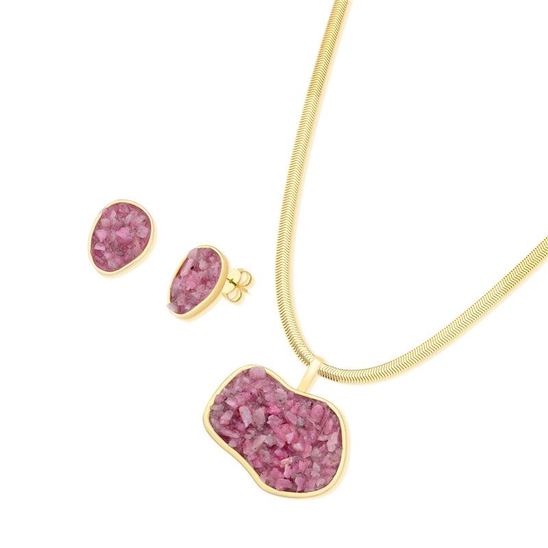 CONJUNTO FOLHEADO A OURO