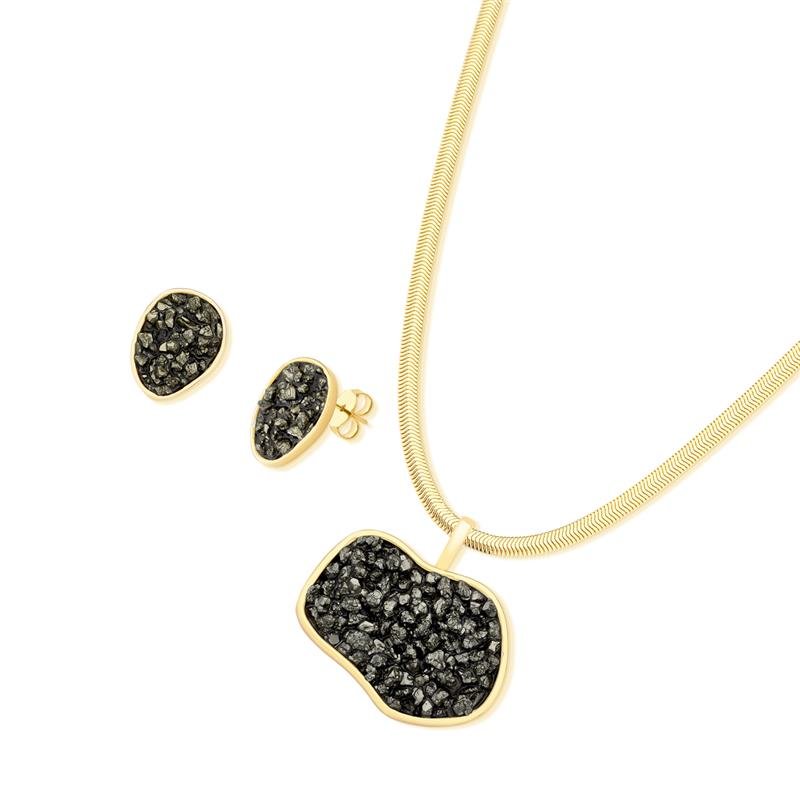 CONJUNTO FOLHEADO A OURO