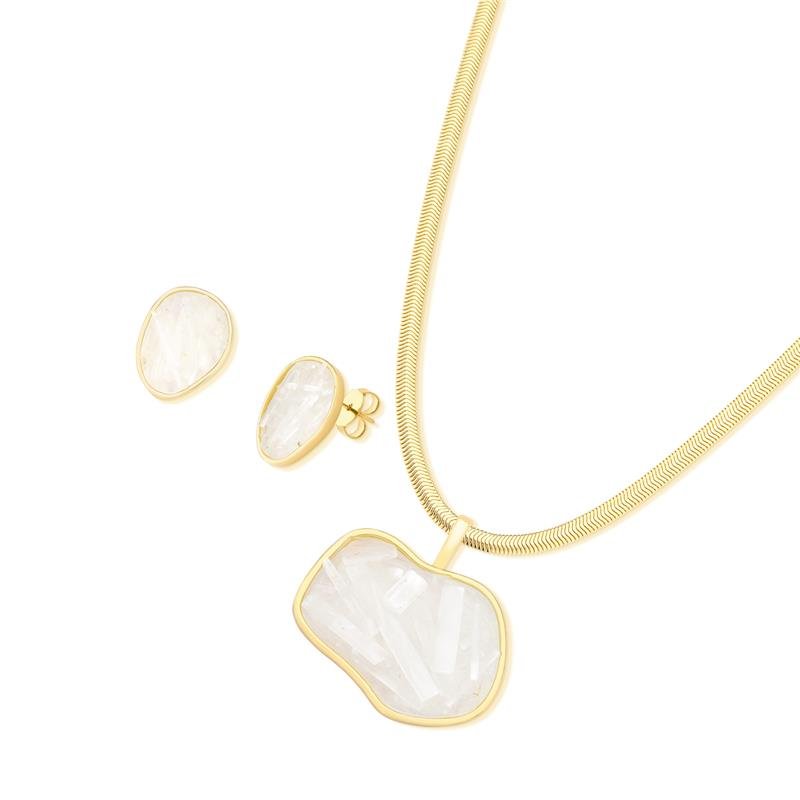 CONJUNTO FOLHEADO A OURO