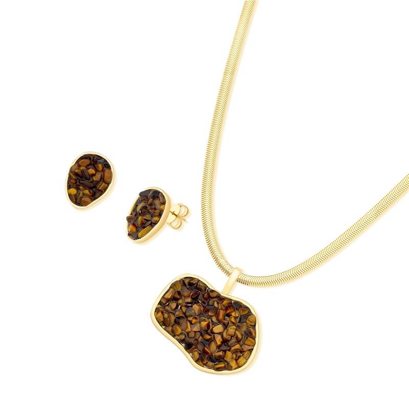CONJUNTO FOLHEADO A OURO
