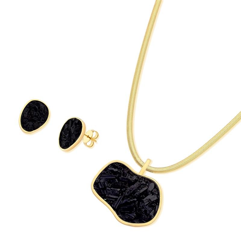 CONJUNTO FOLHEADO A OURO